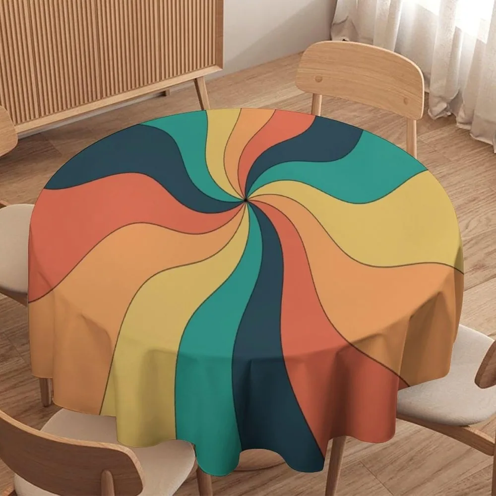 Century Textile & Sewing Supply Saskatoon Sk - Retro Groovy Swirl Round Tablecloth Abstract