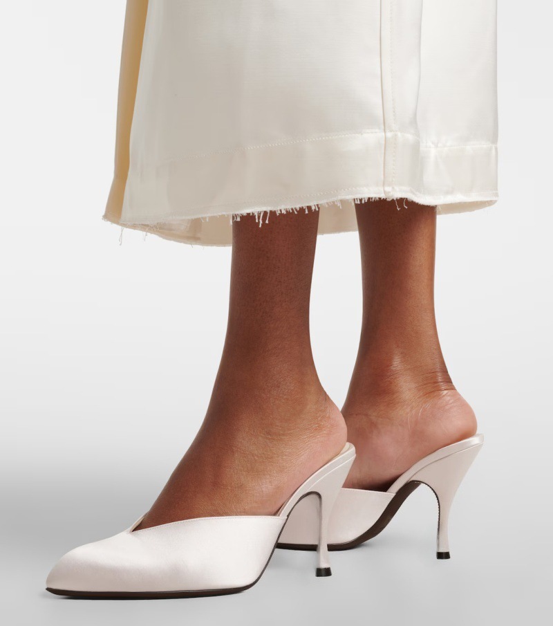 New Women Satin Mule Heels V C - Sewing New recension och pris